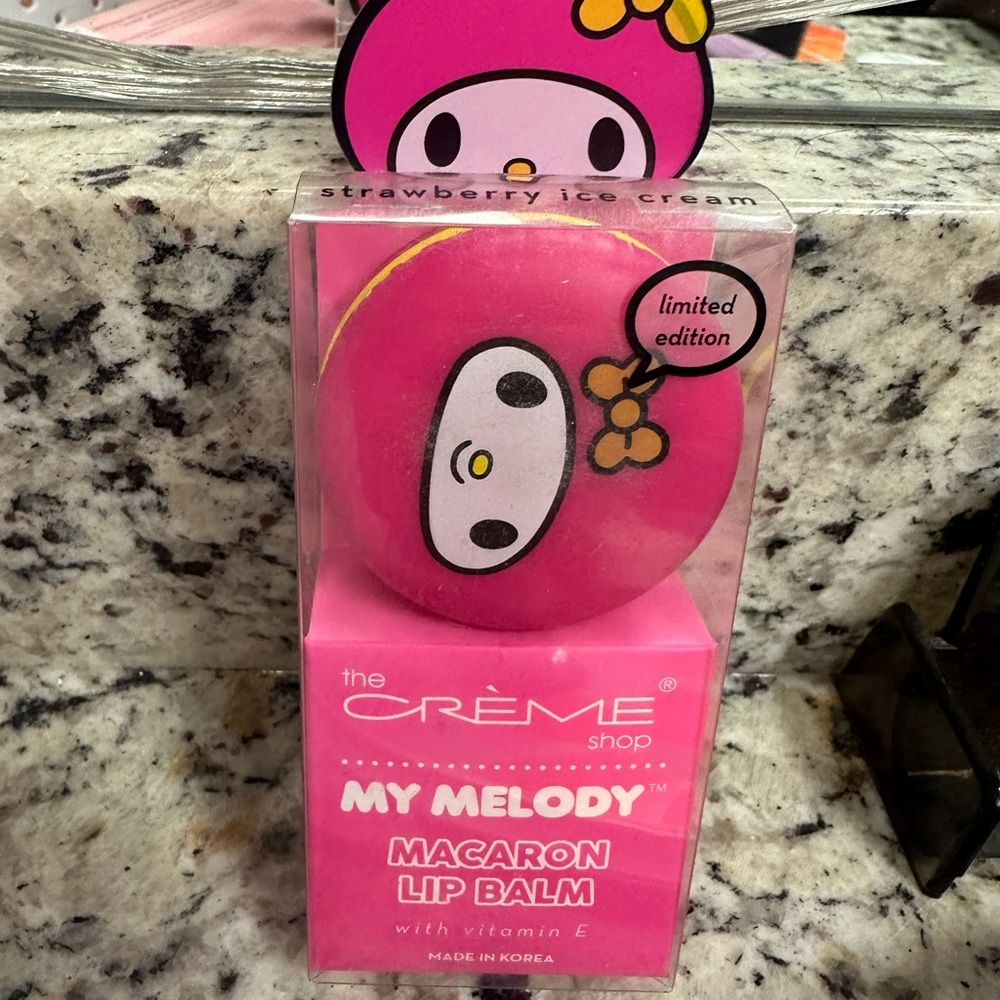 The crème shop macaron lip balm strawberry edition